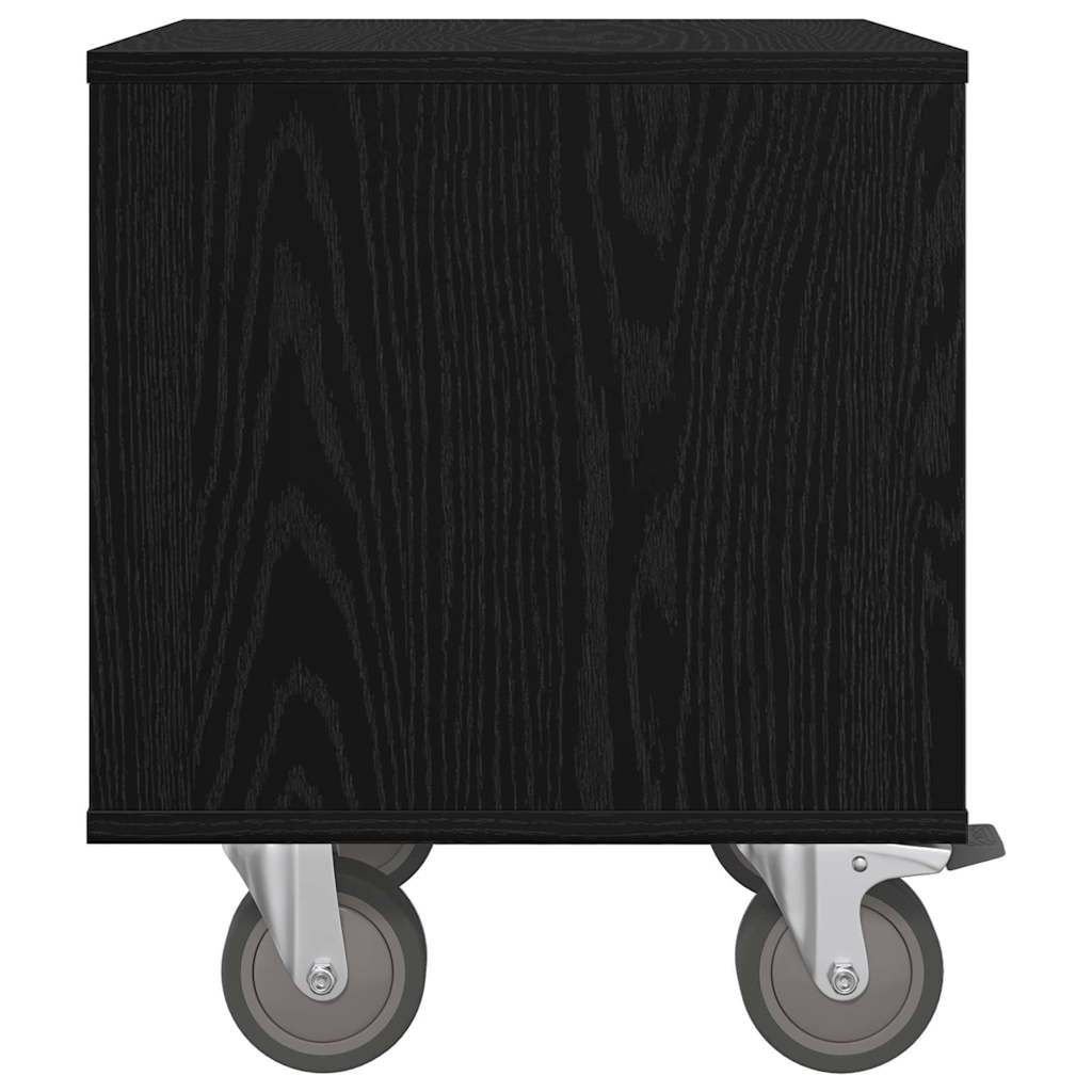 Bedside Table Black Oak 40.5 x 40 x 48 cm Engineered Wood