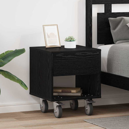 Bedside Table 2 pcs Black Oak 40.5 x 40 x 48 cm Engineered Wood