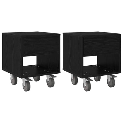 Bedside Table 2 pcs Black Oak 40.5 x 40 x 48 cm Engineered Wood