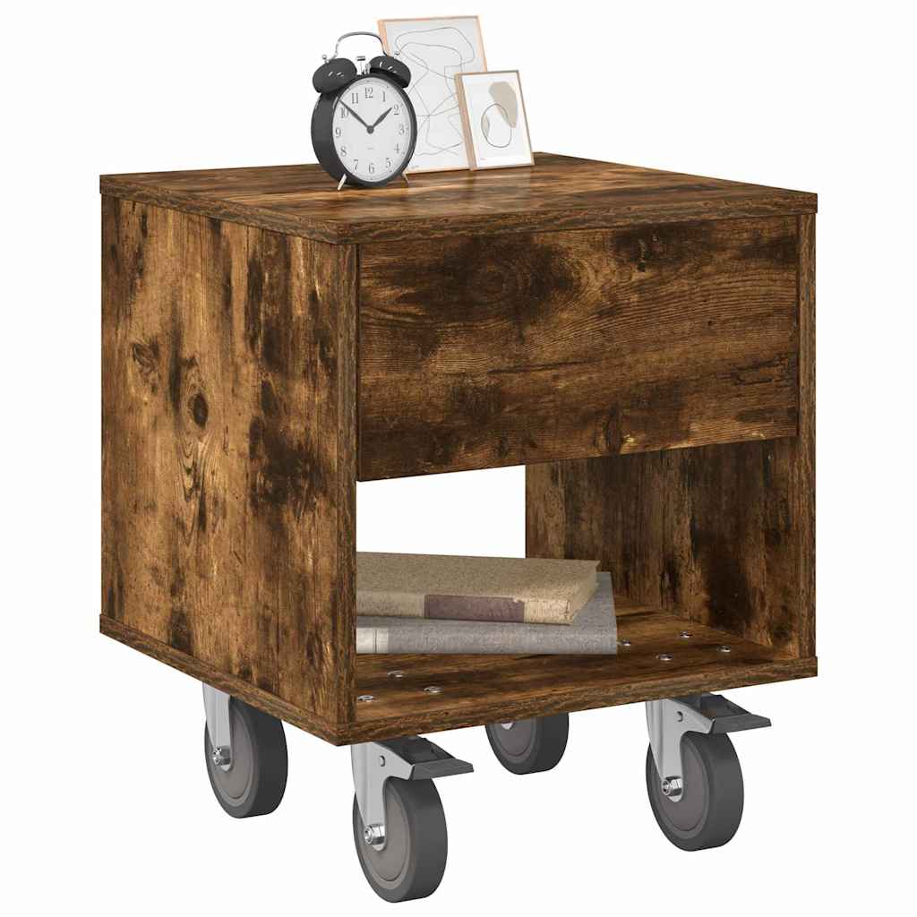 Bedside Table Smoked Oak 40.5 x 40 x 48 cm Engineered Wood