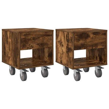 Bedside Table 2 pcs Smoked Oak 40.5 x 40 x 48 cm