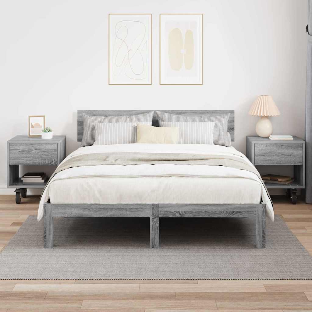 Bedside Table 2 pcs Grey Sonoma 40.5 x 40 x 48 cm