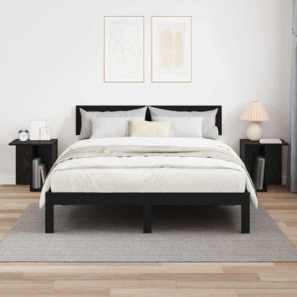 End Table 2 pcs Black Oak 37 x 32 x 40 cm Engineered Wood