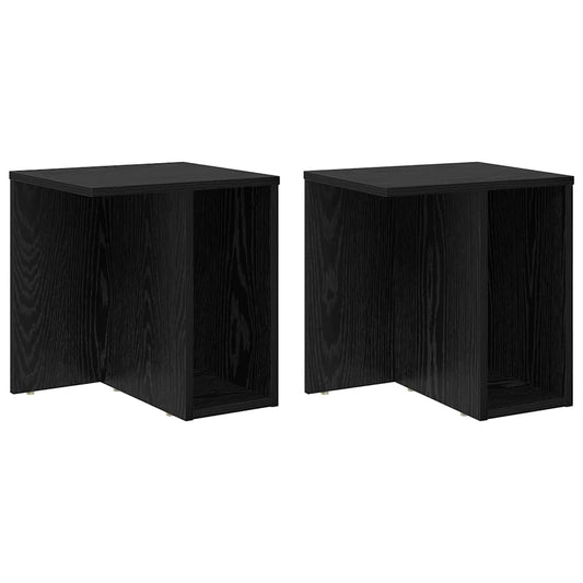 End Table 2 pcs Black Oak 37 x 32 x 40 cm Engineered Wood
