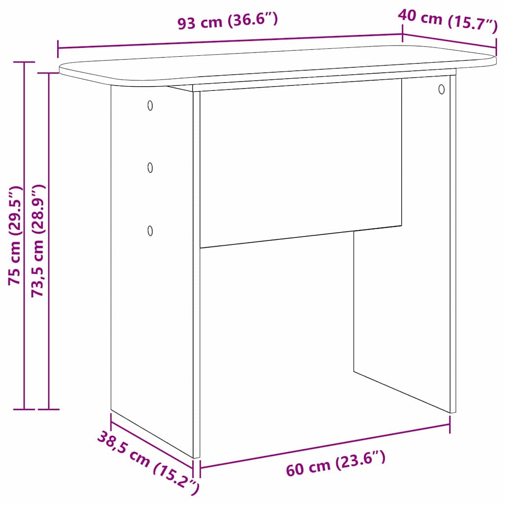 Console Table Grey Sonoma 93 x 40 x 75 cm Engineered Wood