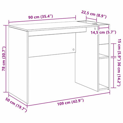 Desk Sonoma Oak 109 x 50 x 78 cm Engineered Wood