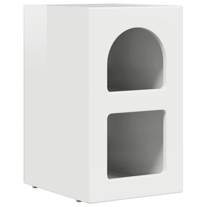 Bedside Table High Gloss White 29.5 x 33.5 x 50 cm