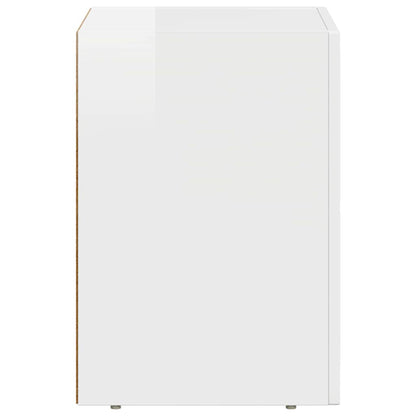 Bedside Table High Gloss White 29.5 x 33.5 x 50 cm