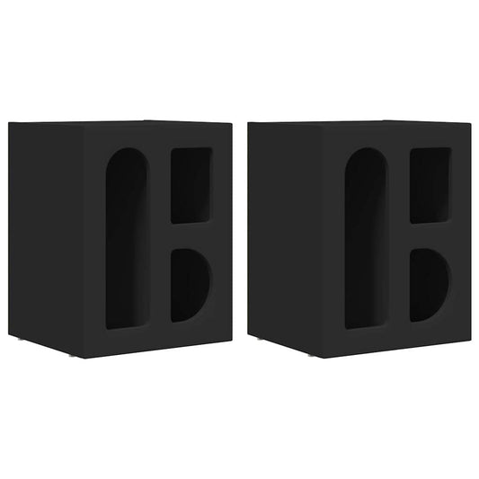 Bedside Table ELST 2 pcs Black 40 x 35 x 50 cm Engineered Wood