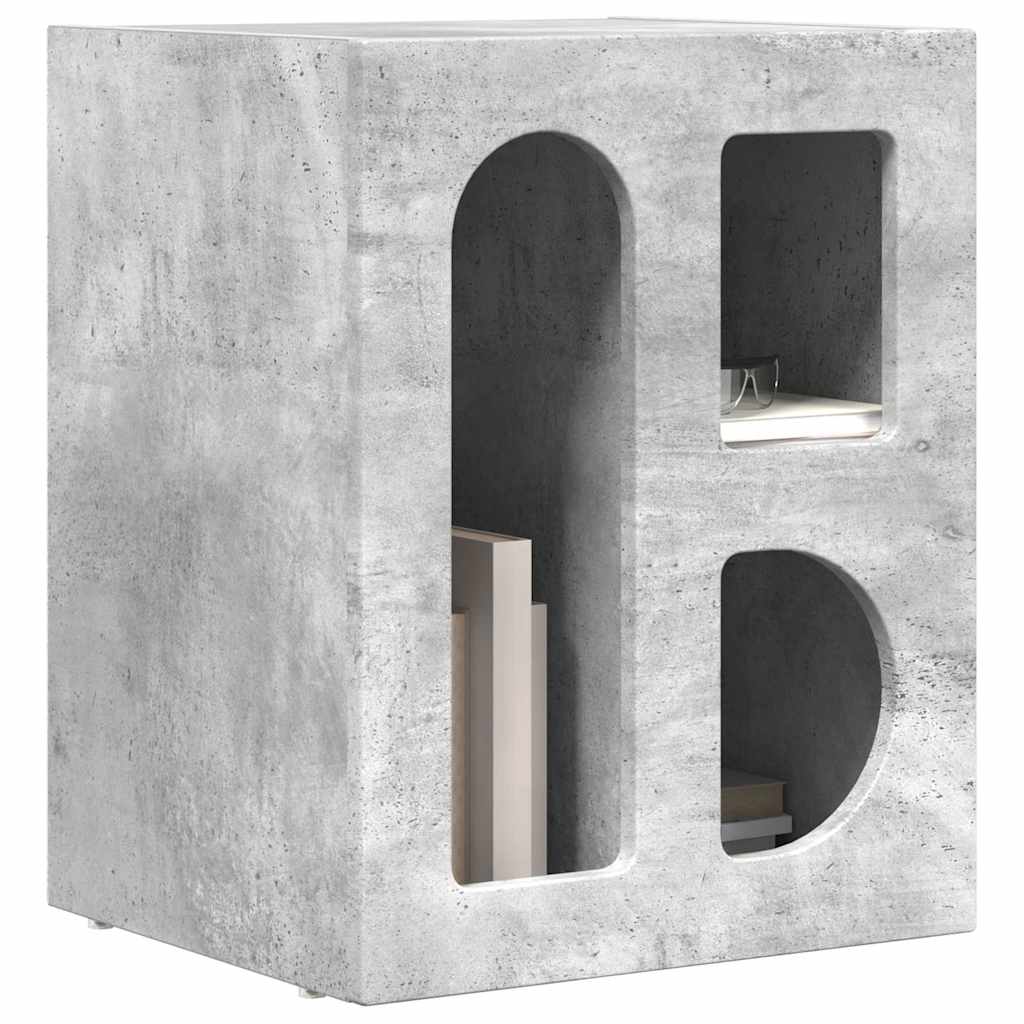 Bedside Table Concrete Grey 40 x 35 x 50 cm Engineered Wood