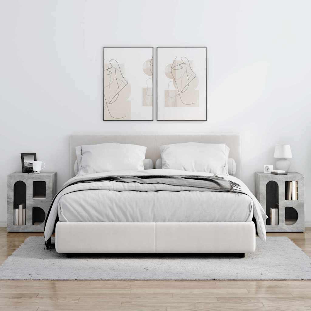 Bedside Table 2 pcs Concrete Grey 40 x 35 x 50 cm