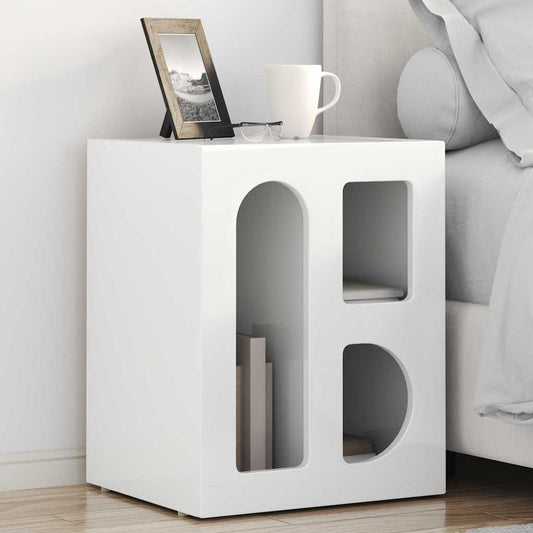 Bedside Table ELST High Gloss White 40 x 35 x 50 cm