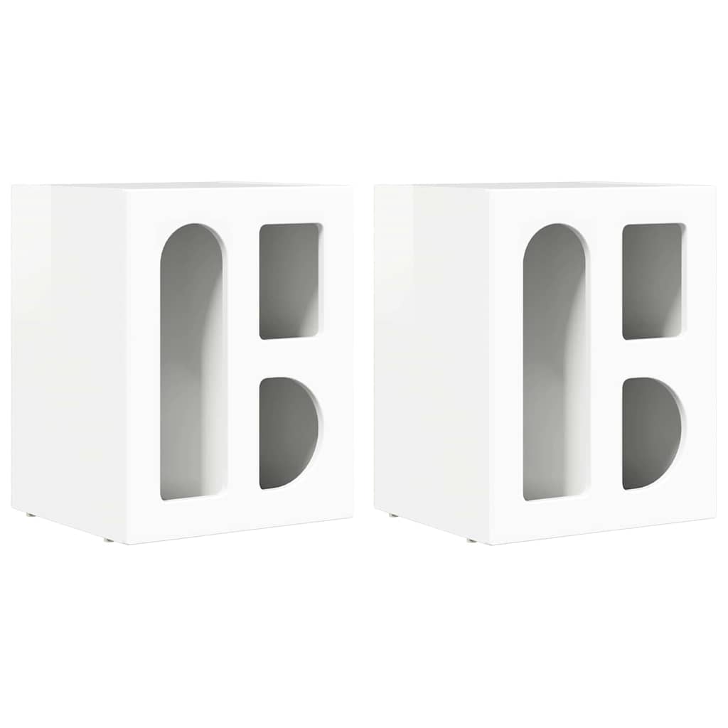 Bedside Table 2 pcs High Gloss White 40 x 35 x 50 cm