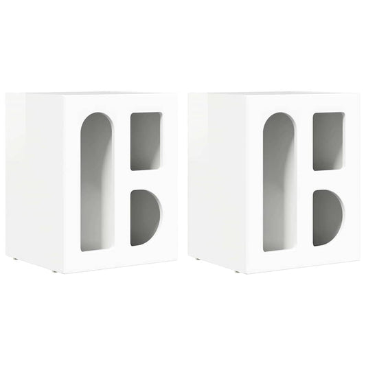Bedside Table ELST 2 pcs High Gloss White 40 x 35 x 50 cm