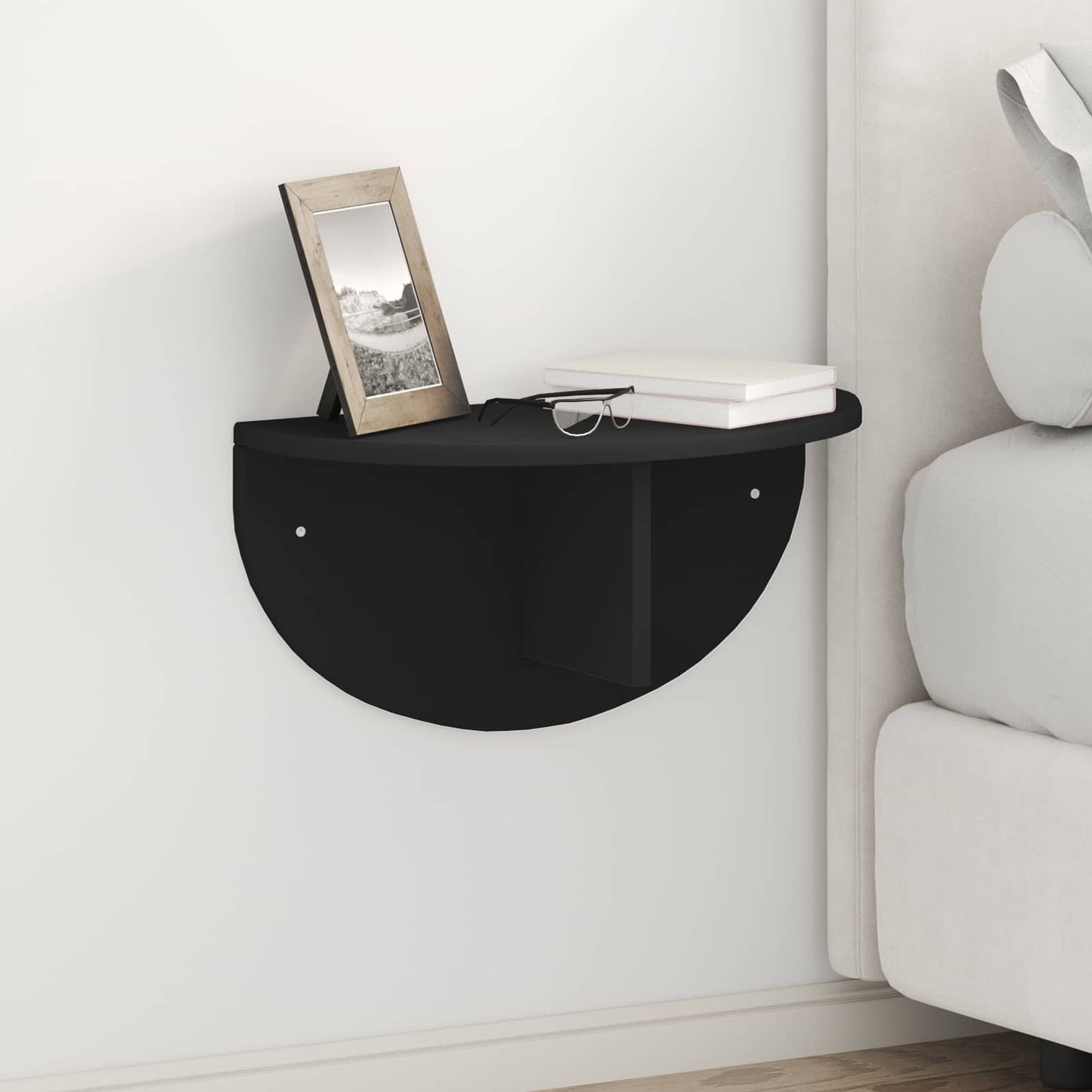 Wall Shelf Wall-mounted Black 48 x 24 x 24 cm Engineered Wood