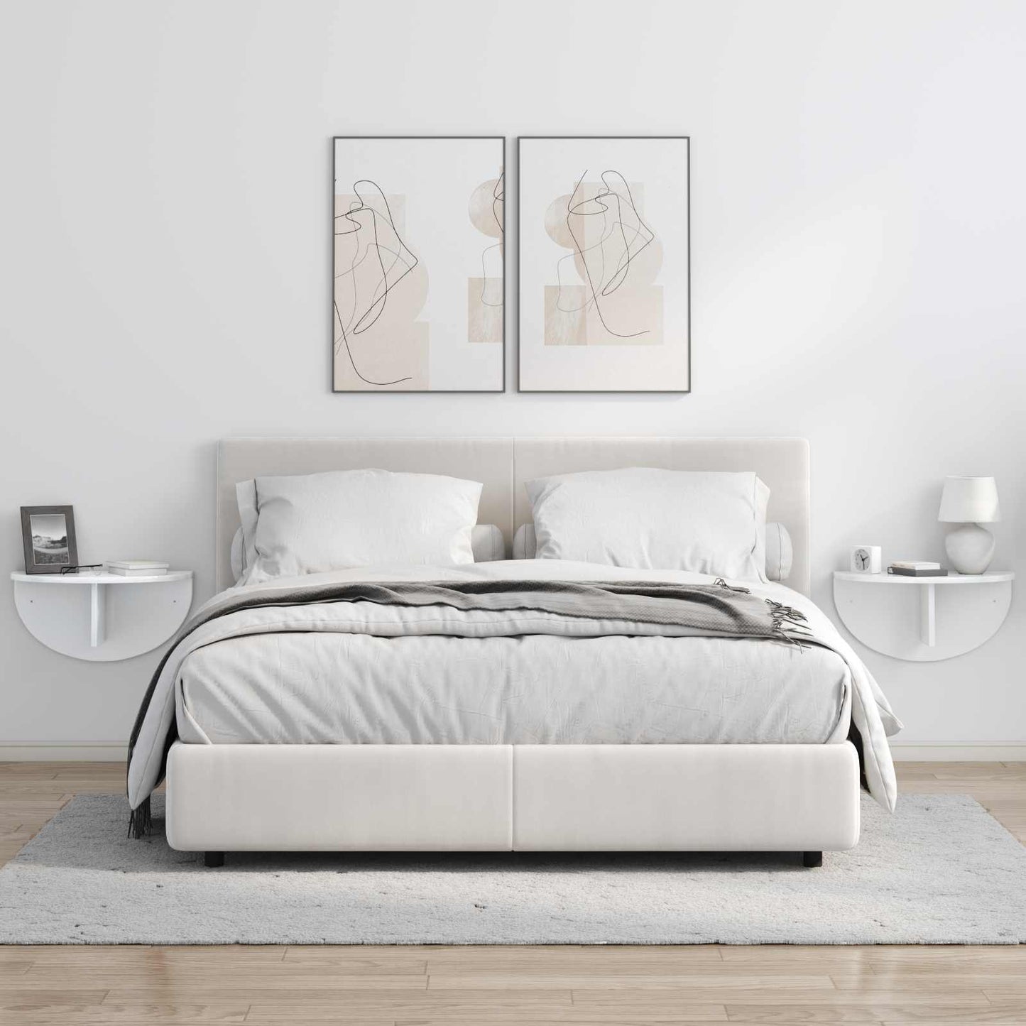 Wall Shelf Wall-mounted 2 pcs High Gloss White 48 x 24 x 24 cm