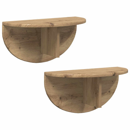 Wall Shelf Wall-Mounted 2 pcs Artisan Oak 48 x 24 x 24 cm