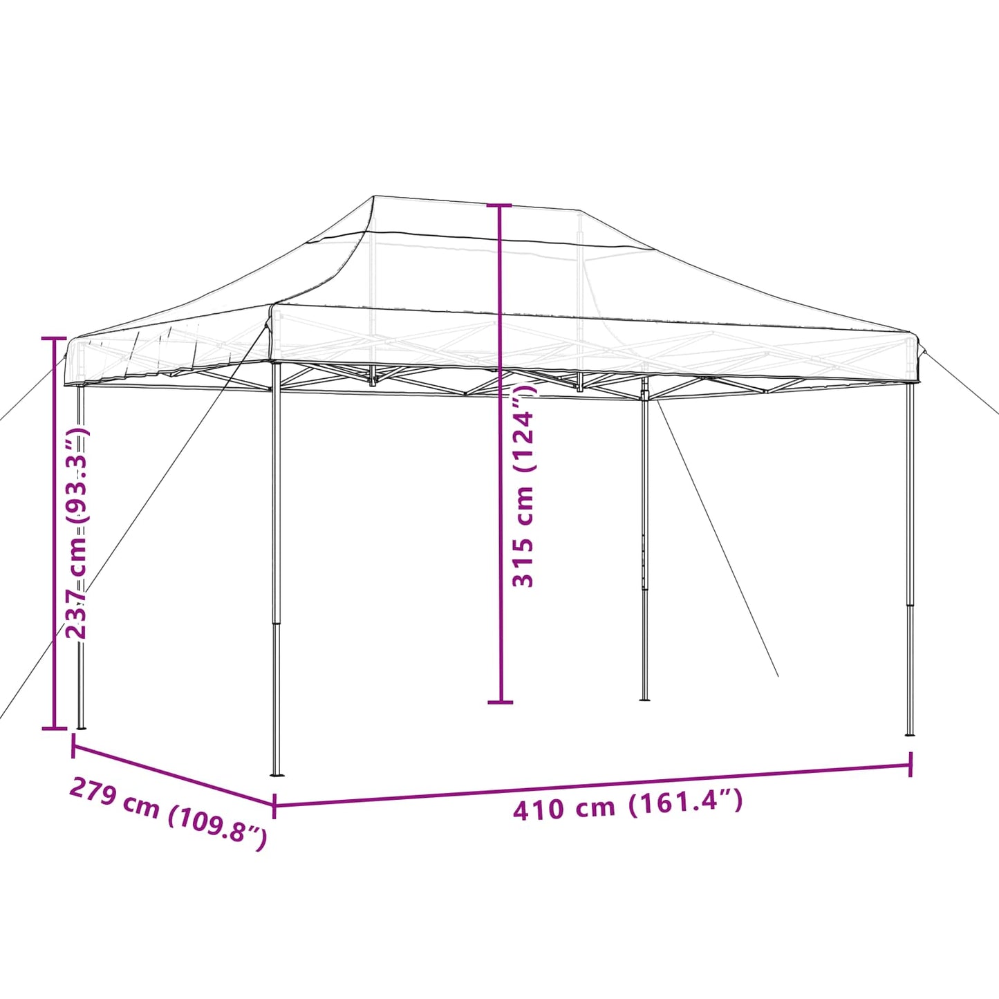 Party Tent Folding Black 279 x 410 x 315 cm Oxford Fabric