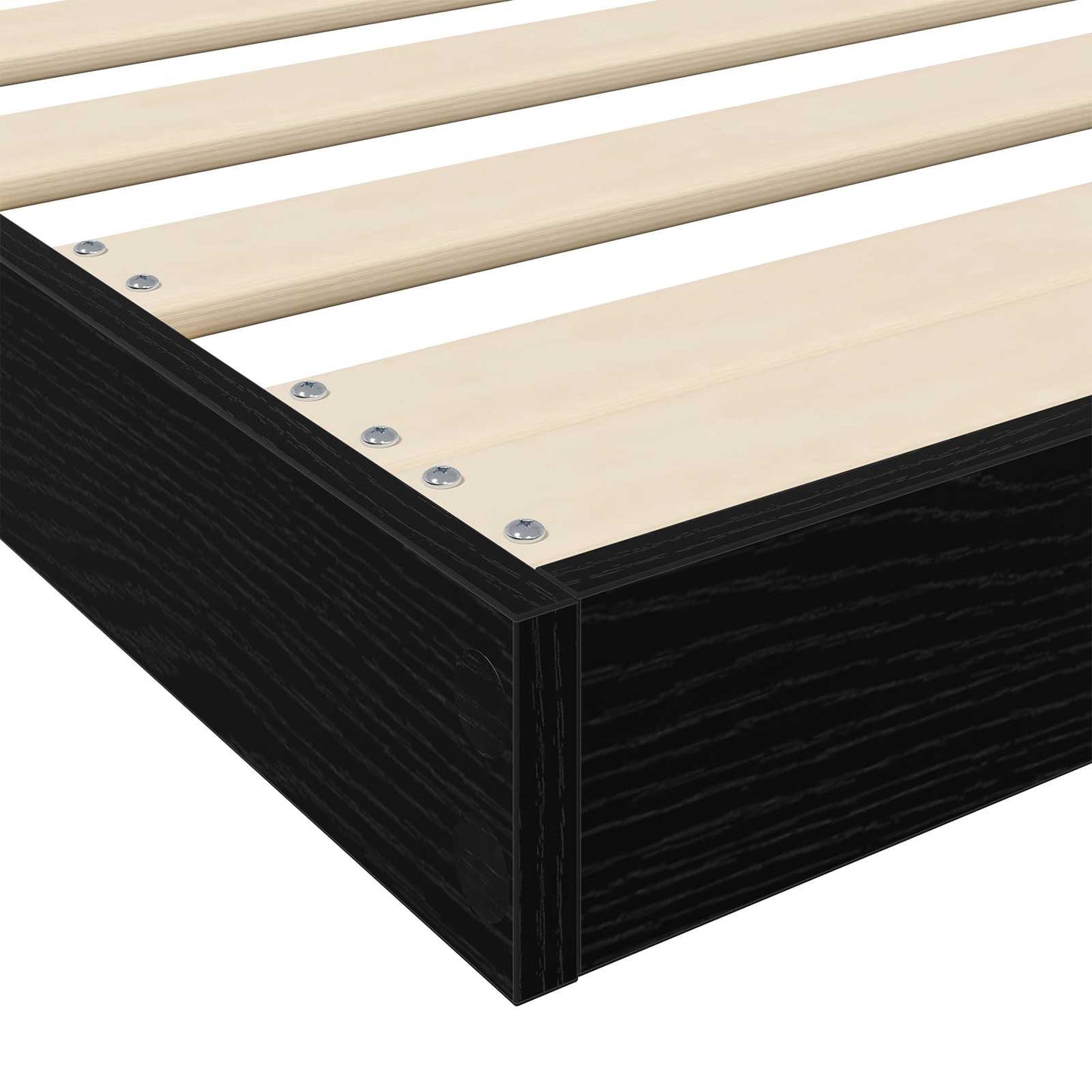 Floor Bed Frame Black Oak 75 x 190 cm Engineered Wood