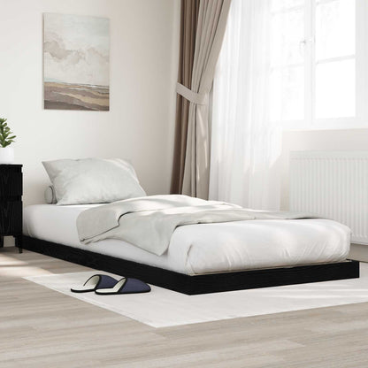 Floor Bed Frame Black Oak 75 x 190 cm Engineered Wood