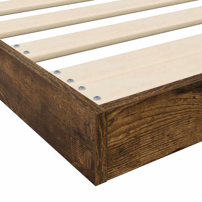 Floor Bed Frame Smoked Oak 90 x 190 cm Engineered Wood