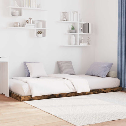 Floor Bed Frame Smoked Oak 90 x 190 cm Engineered Wood