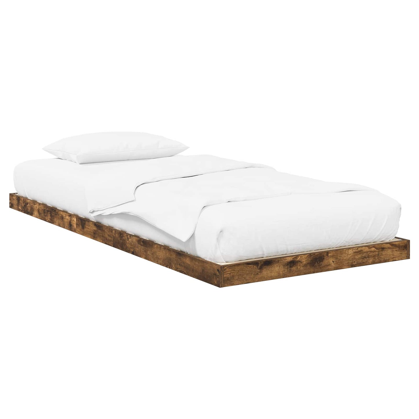Floor Bed Frame Smoked Oak 90 x 190 cm Engineered Wood