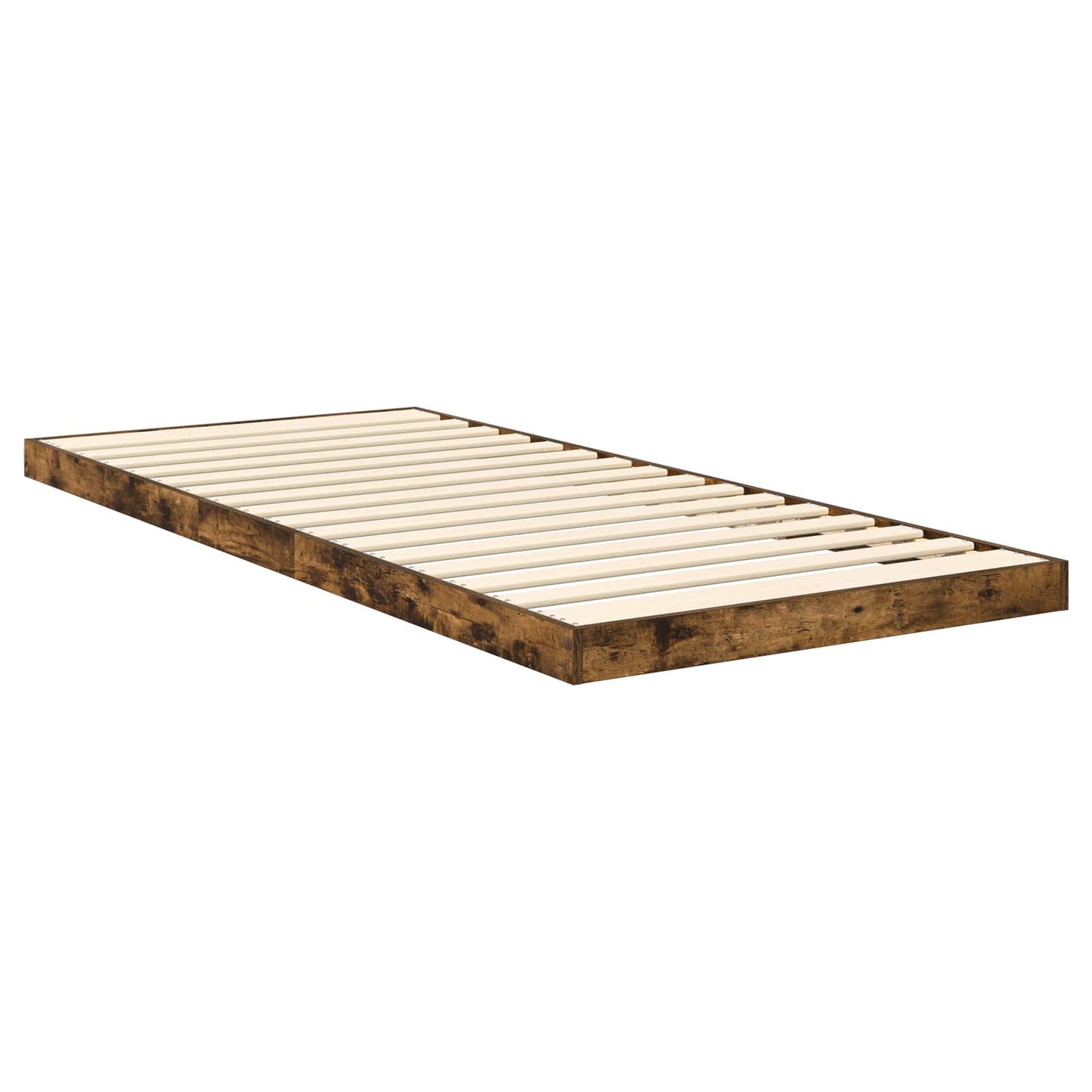 Floor Bed Frame Smoked Oak 90 x 190 cm Engineered Wood