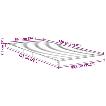 Floor Bed Frame Smoked Oak 90 x 190 cm Engineered Wood