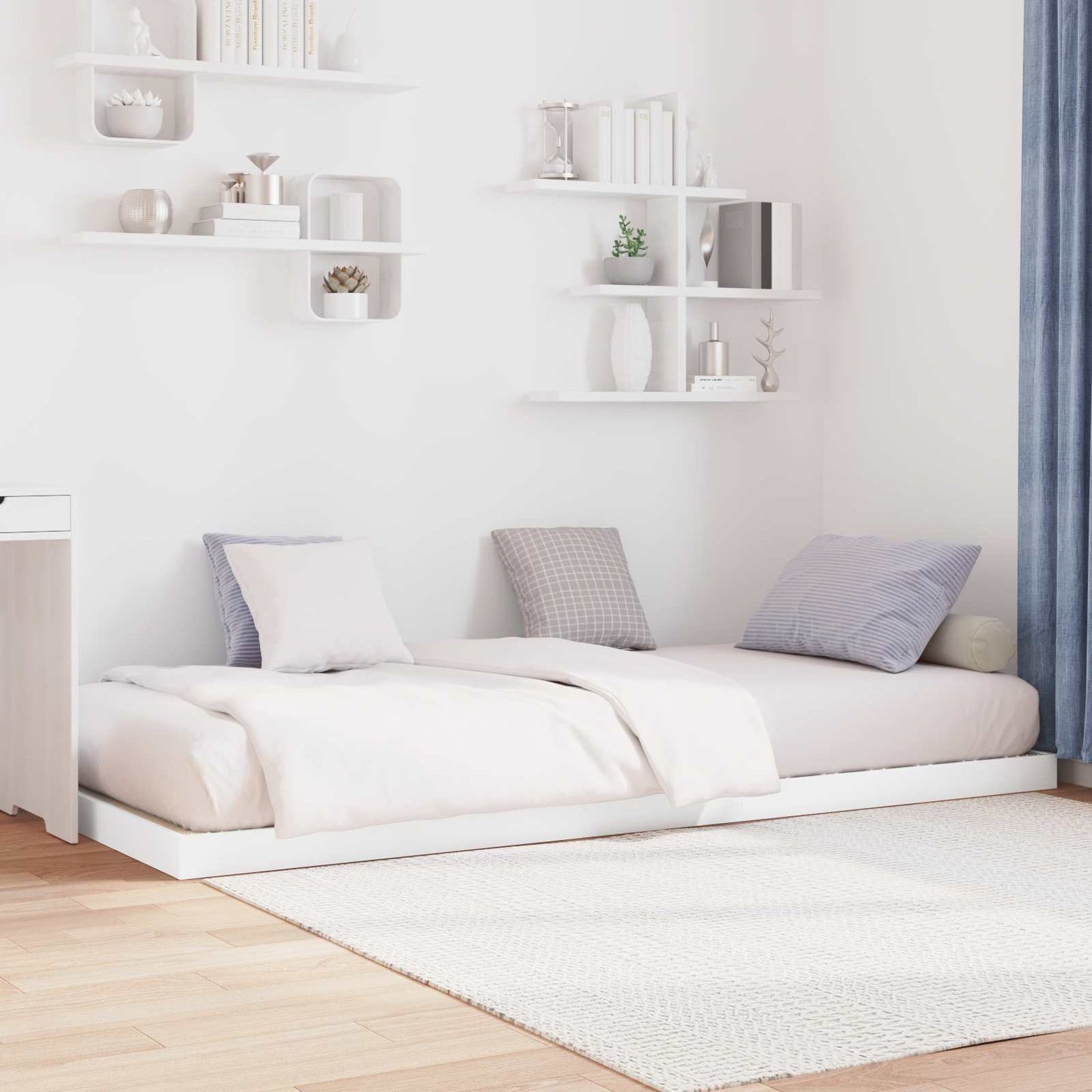 Floor Bed Frame White 80 x 200 cm Engineered Wood