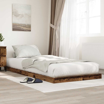 Floor Bed Frame Old Wood 80 x 200 cm Engineered Wood