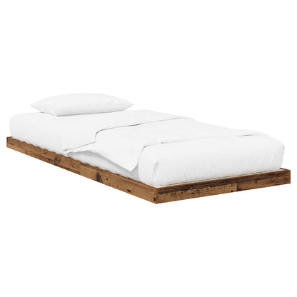 Floor Bed Frame Old Wood 80 x 200 cm Engineered Wood