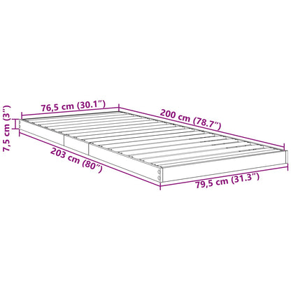 Floor Bed Frame Old Wood 80 x 200 cm Engineered Wood