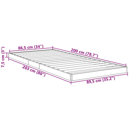 Floor Bed Frame Concrete Grey 90 x 200 cm Engineered Wood