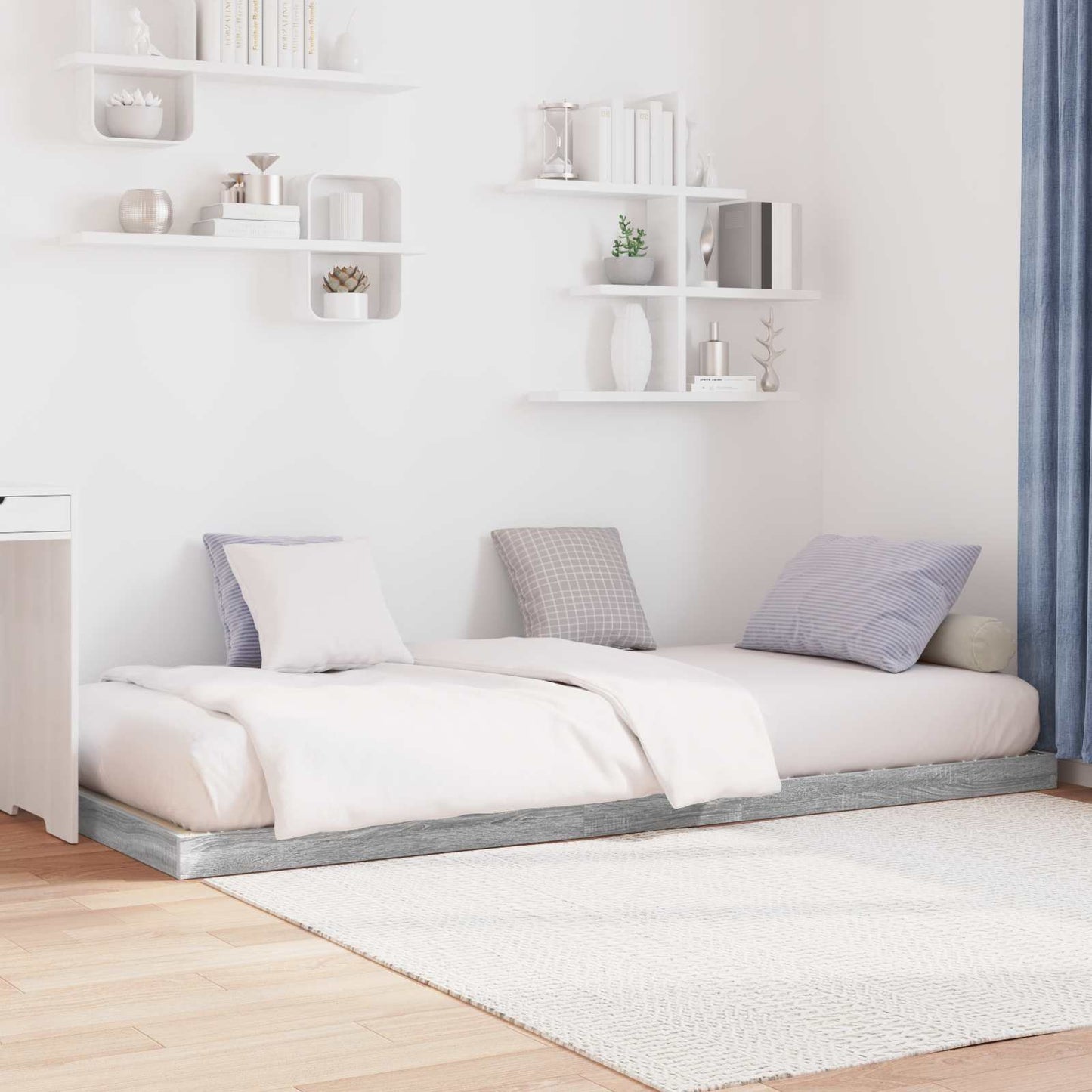 Floor Bed Frame Grey Sonoma 100 x 200 cm Engineered Wood