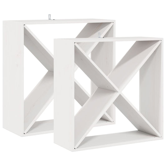 Wine Rack 2 pcs White 62 x 25 x 62 cm Solid Pine Wood