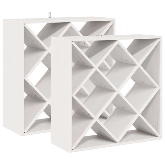 Wine Rack 2 pcs White 62 x 25 x 62 cm Solid Pine Wood