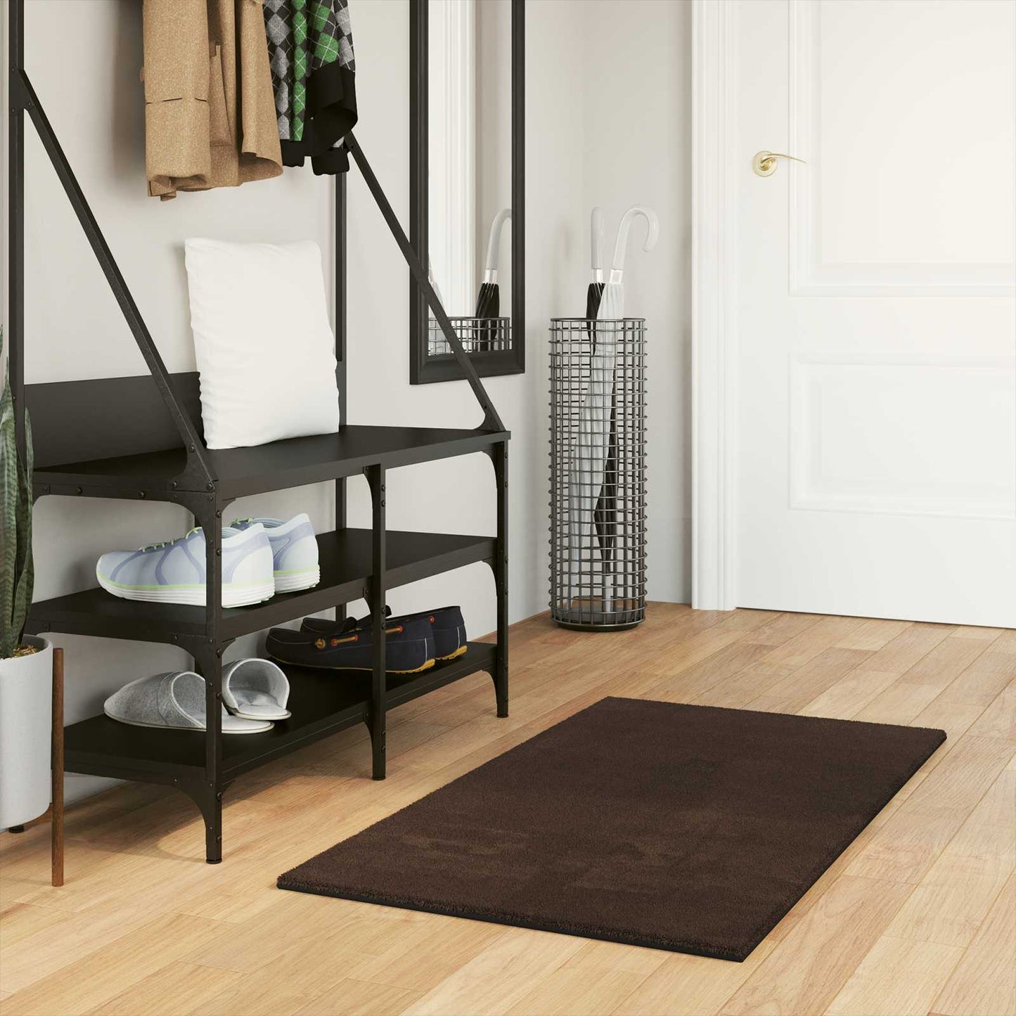 Medium Pile Soft and Washable Rug HUARTE Brown 60 x 110 cm