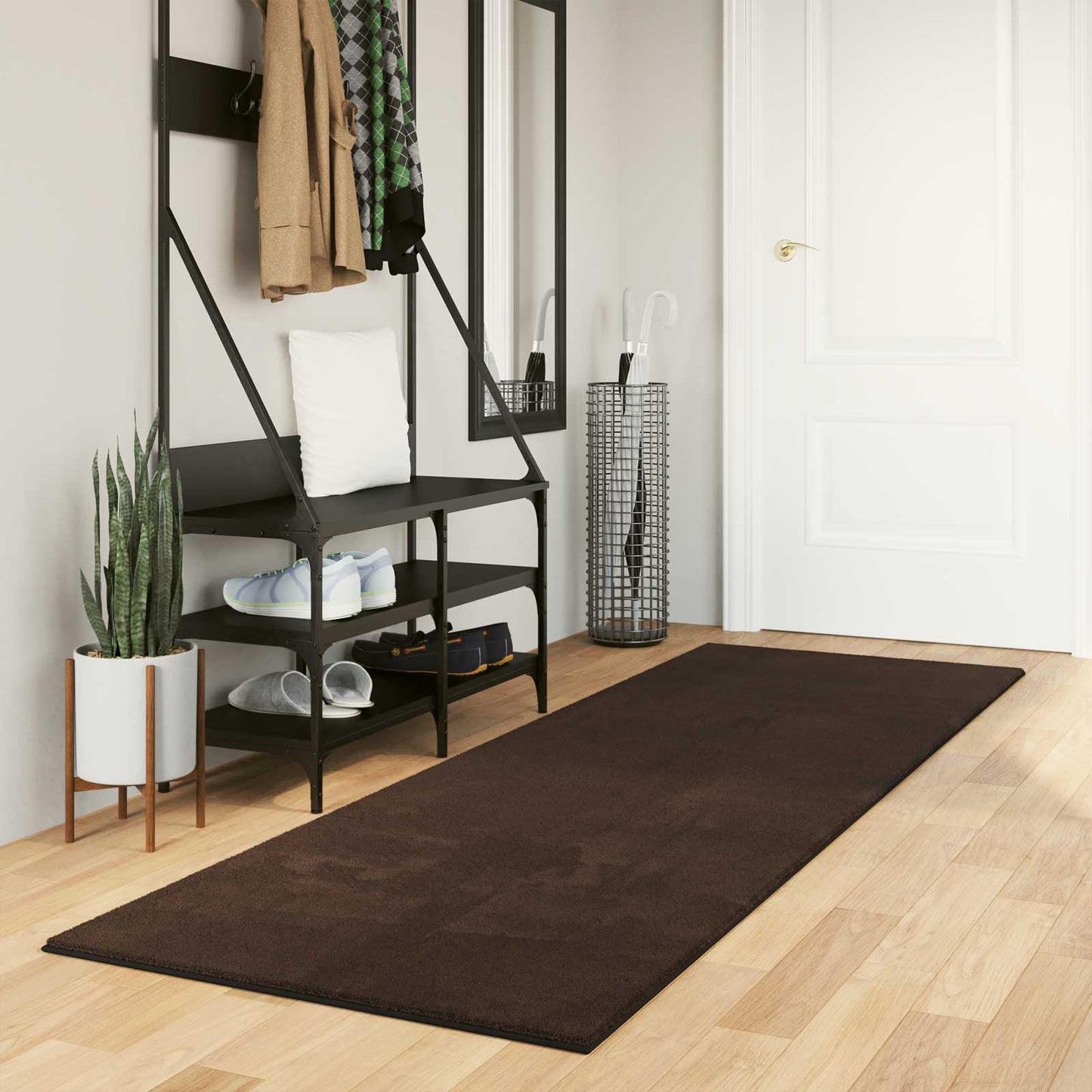 Medium Pile Soft and Washable Rug HUARTE Brown 250 x 80 cm