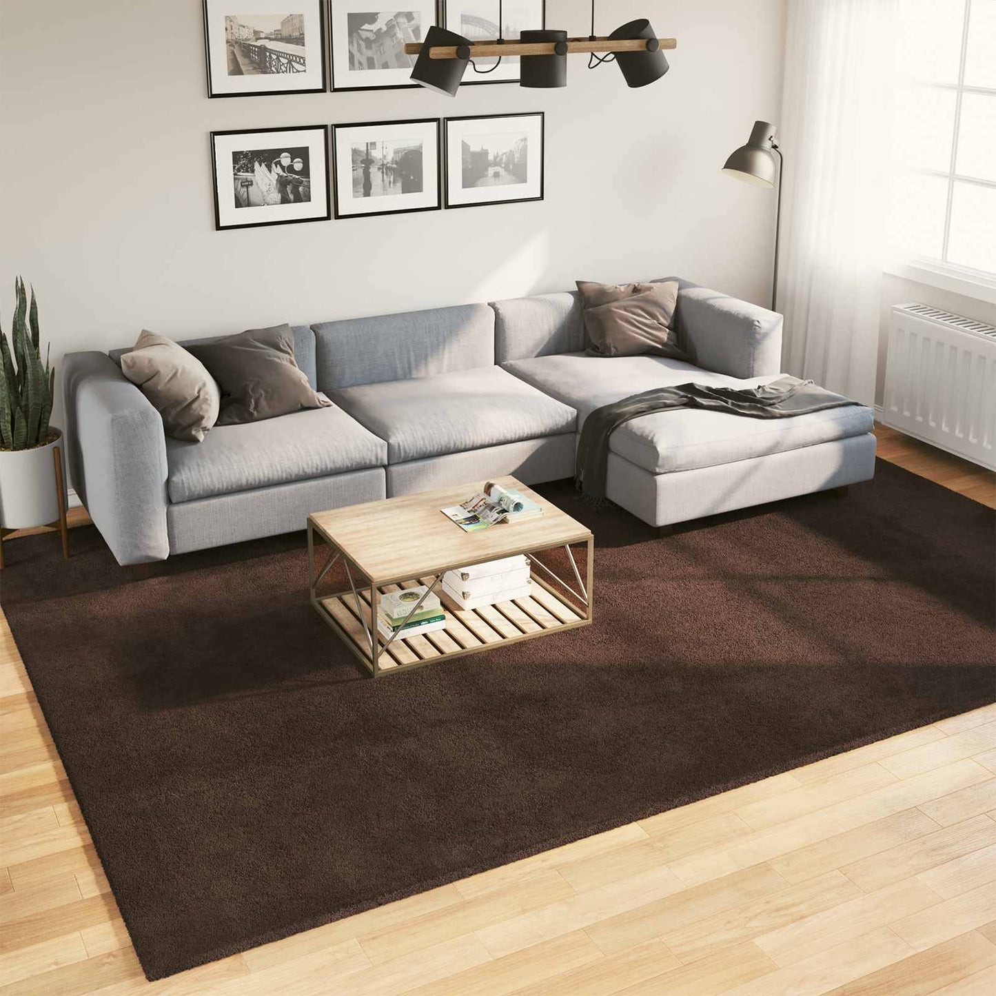 Medium Pile Soft and Washable Rug HUARTE Brown 340 x 240 cm