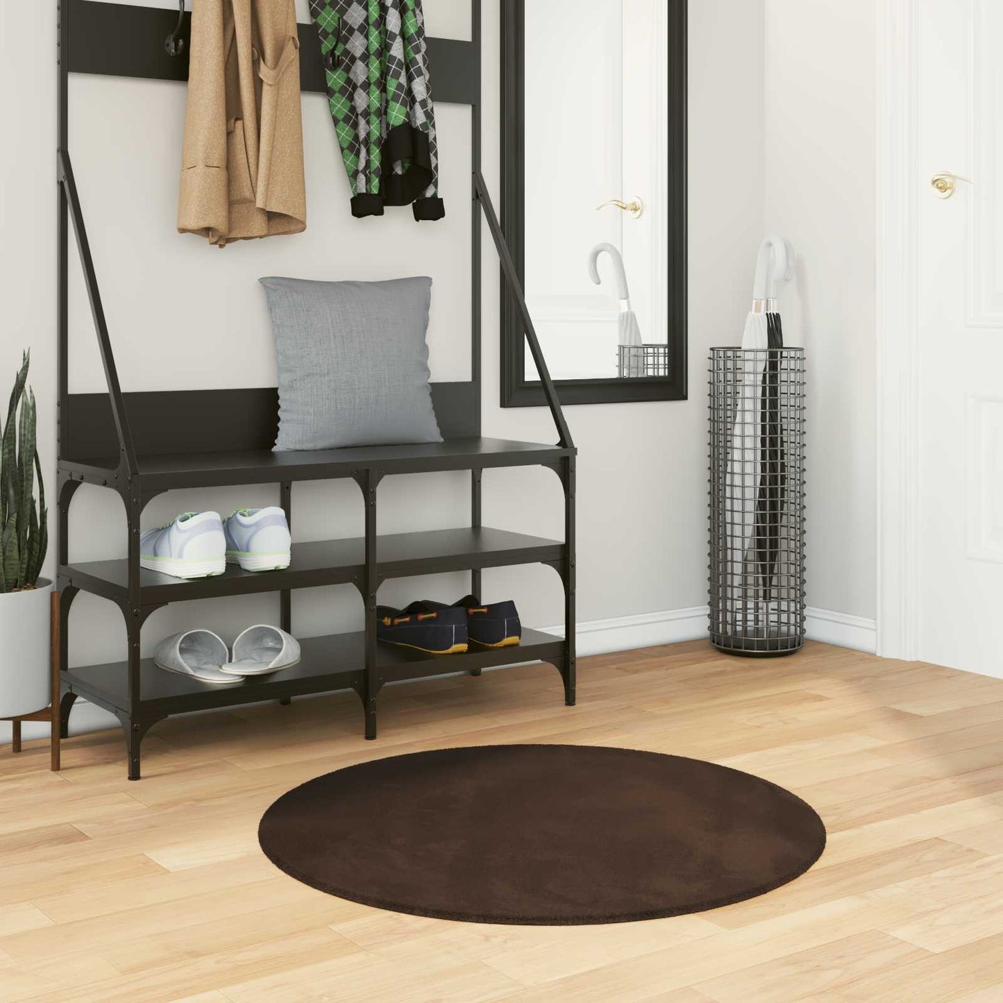 Medium Pile Soft and Washable Rug HUARTE Brown Ø 80 CM