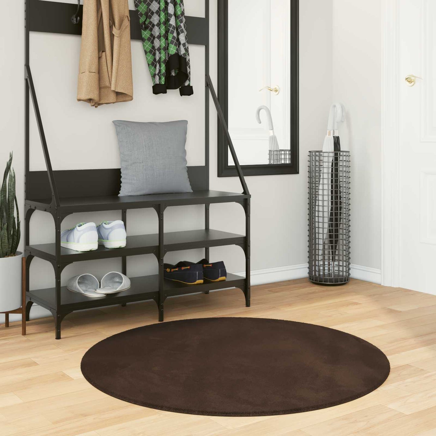 Medium Pile Soft and Washable Rug HUARTE Brown Ø 100 CM