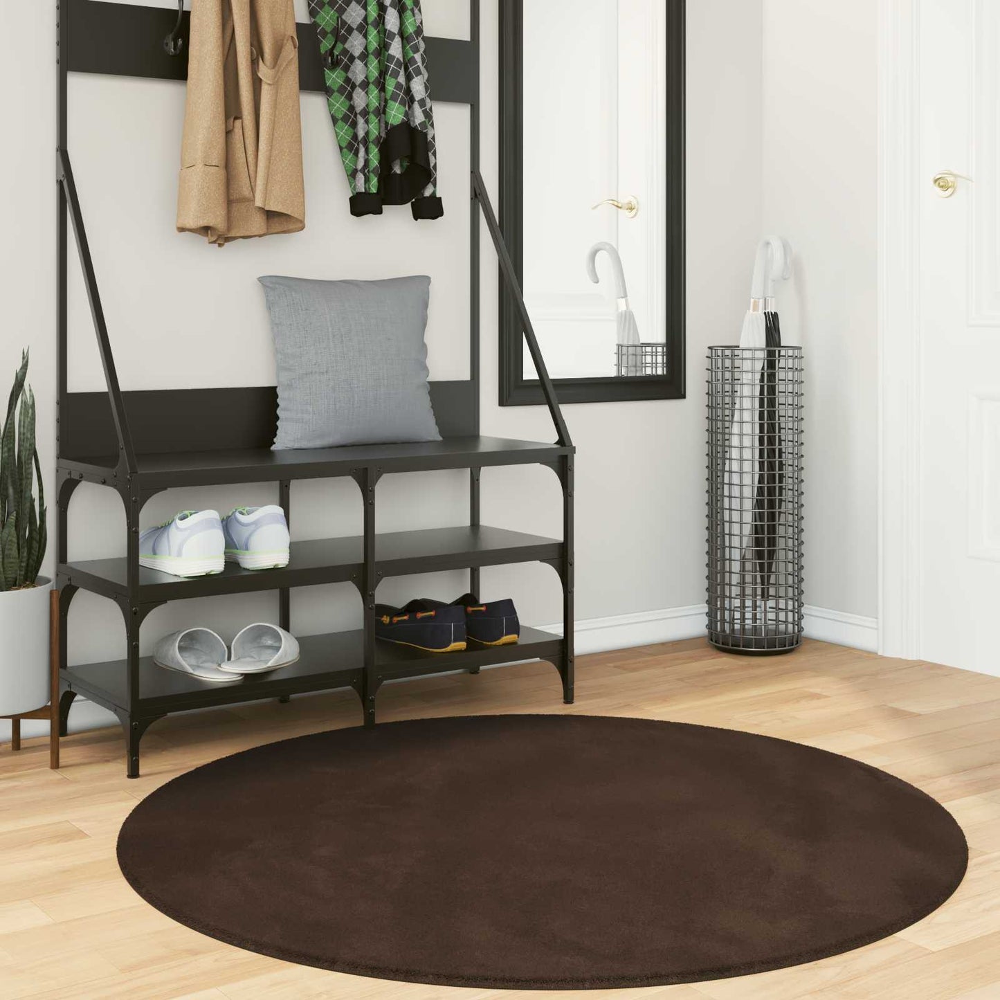 Medium Pile Soft and Washable Rug HUARTE Brown Ø 120 CM