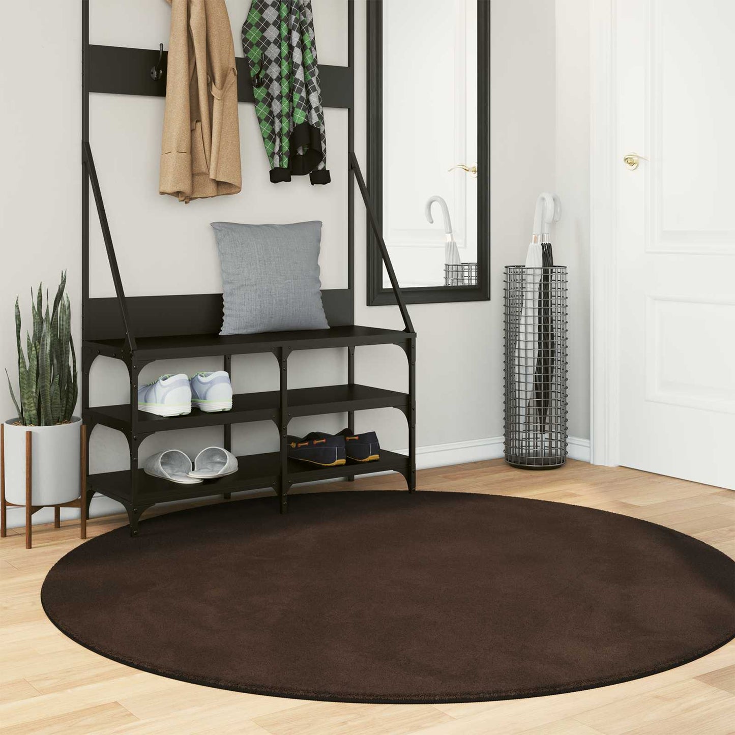 Medium Pile Soft and Washable Rug HUARTE Brown Ø 160 CM