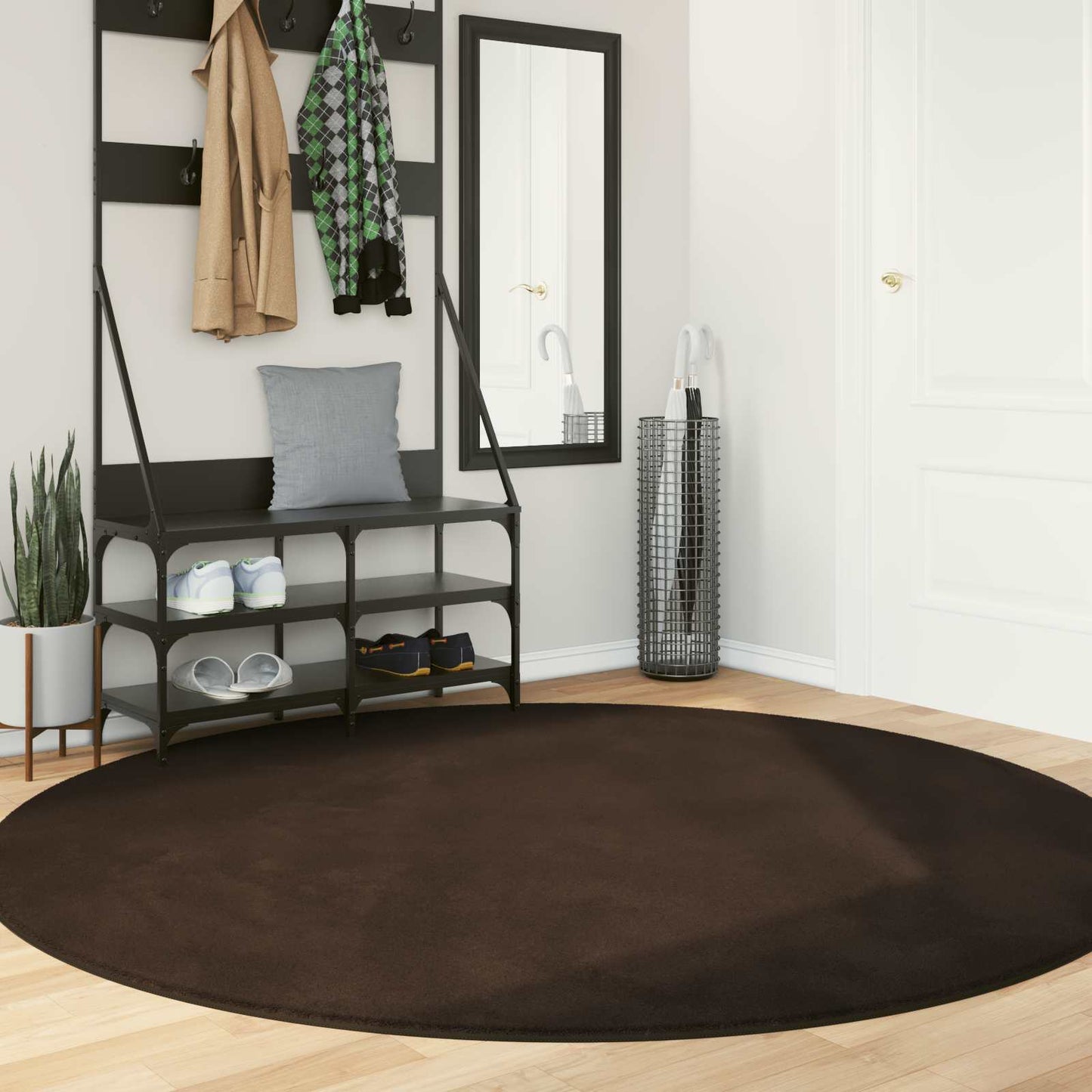 Medium Pile Soft and Washable Rug HUARTE Brown Ø 200 CM