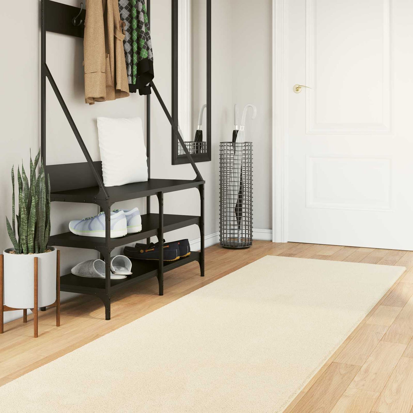 Medium Pile Soft and Washable Rug HUARTE Cream 80 x 400 cm