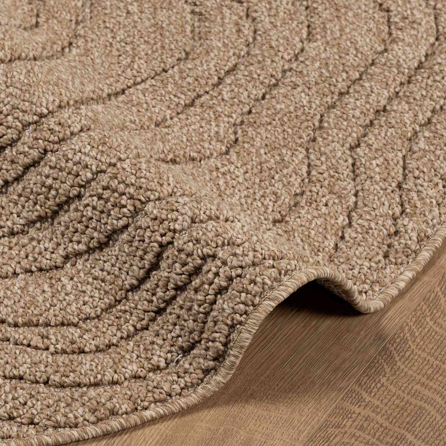 Area Rugs Round Moire AGIRA Natural Ø 120 CM Polyester