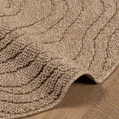 Area Rugs Round Moire AGIRA Natural Ø 200 CM Polyester