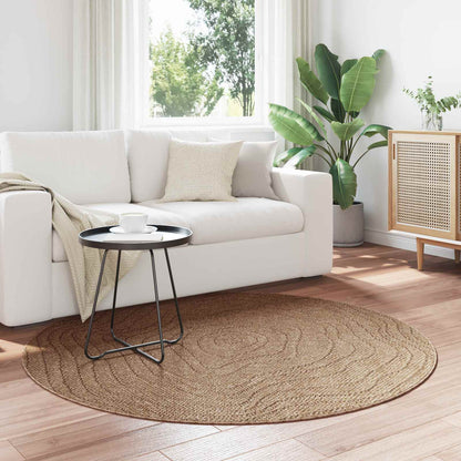 Area Rugs Round Moire AGIRA Natural Ø 200 CM Polyester