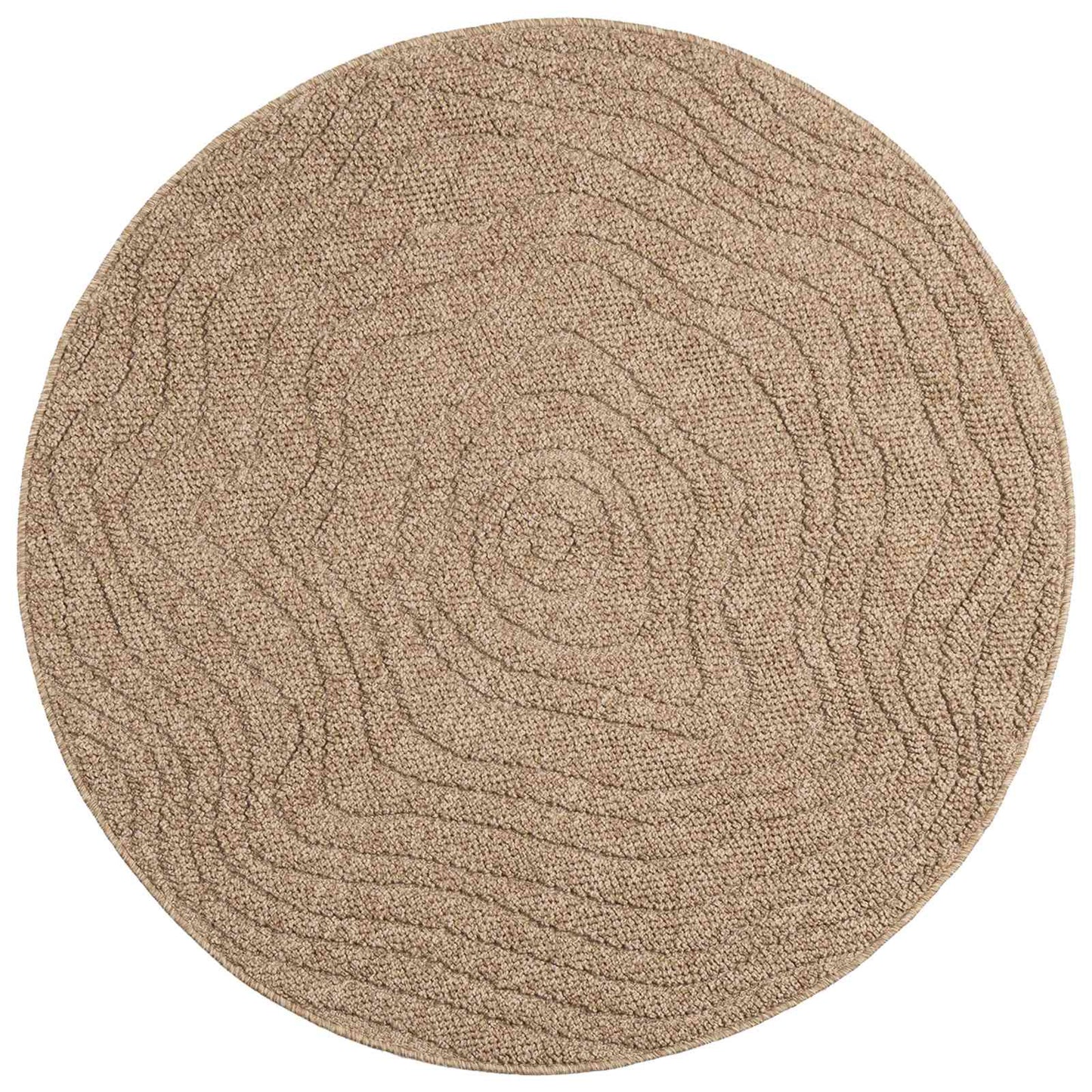 Area Rugs Round Moire AGIRA Natural Ø 200 CM Polyester